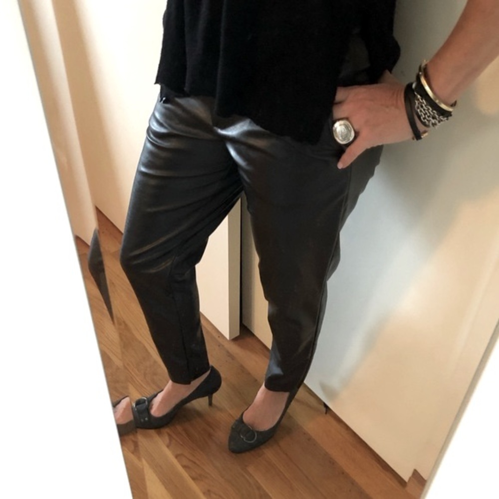 Barena Venezia Black Vegan Leather Pants - Picture 2 of 8